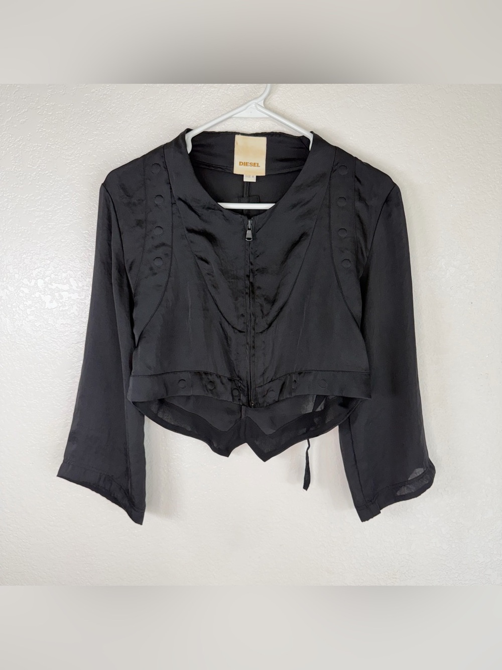 Diesel Y2K Cropped Lightweight Zip Up Jacket Black MEDIUM Avant Garde Streetwear
